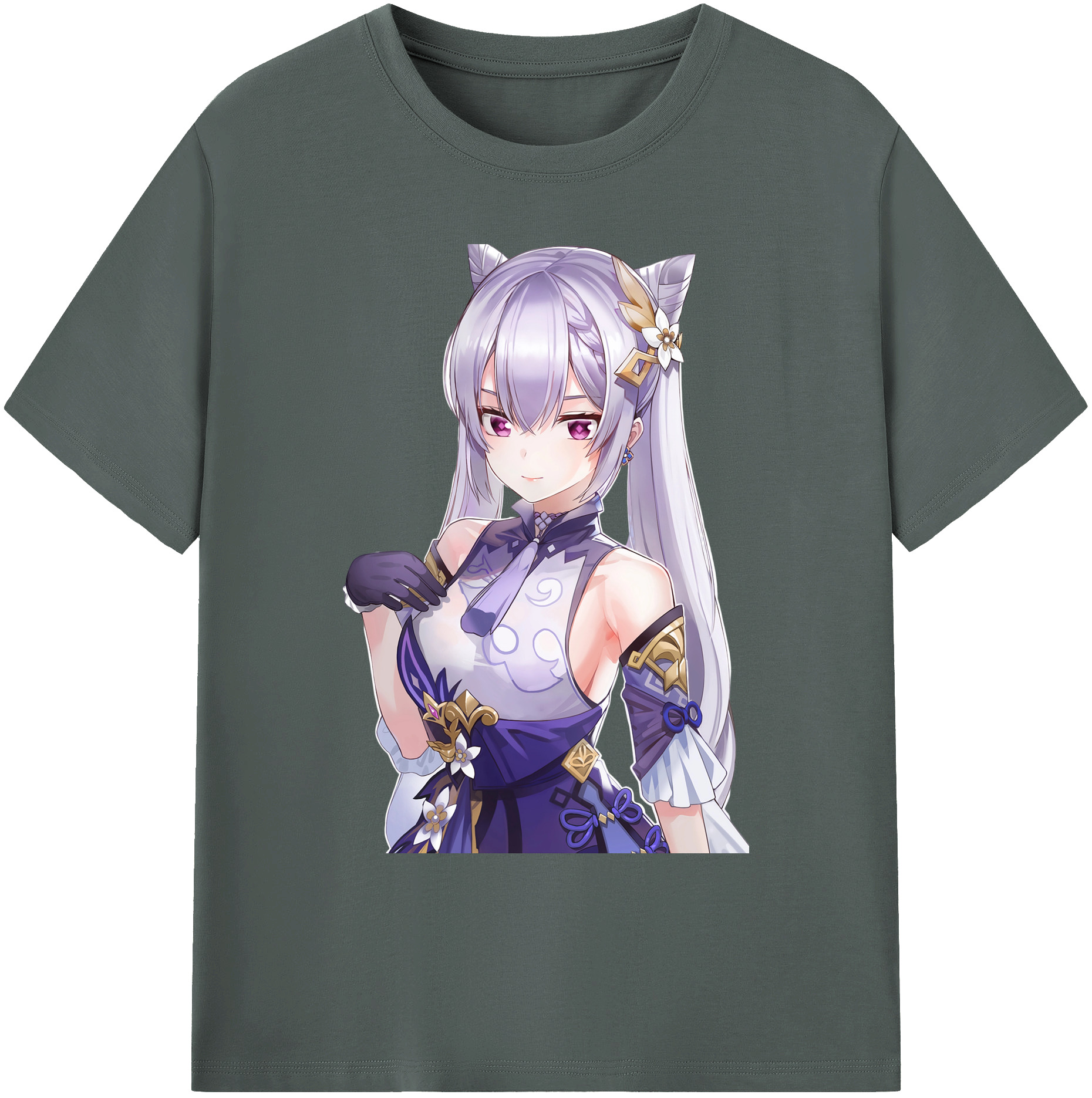 げんし神 刻晴 こくせい genshin Kokusei 綿100％ メンズ半袖Tシャツ｜肌触りやわらか＆通気性